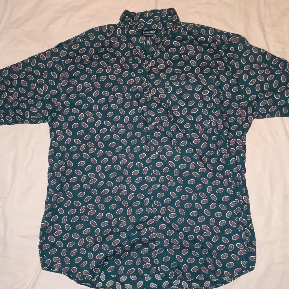 Men's Teal Paisley Button Down Shirt